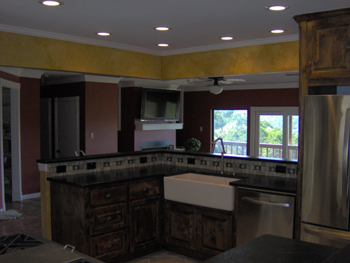 Kitchen with color washed walls