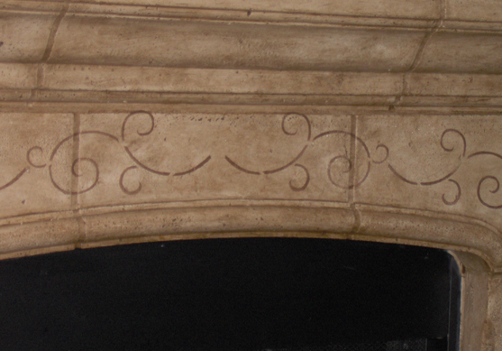 Fireplace color washing and stenciling detail