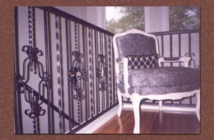 Faux painting silver metal patina on wrought iron railings