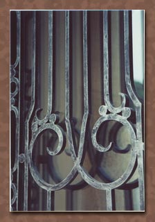 Faux painting front door closeup of silver metal patina