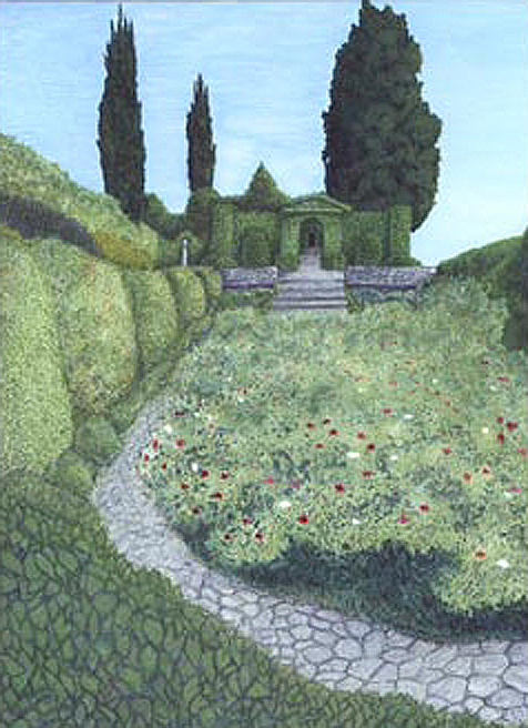 Trompe l'oeil garden mural scene