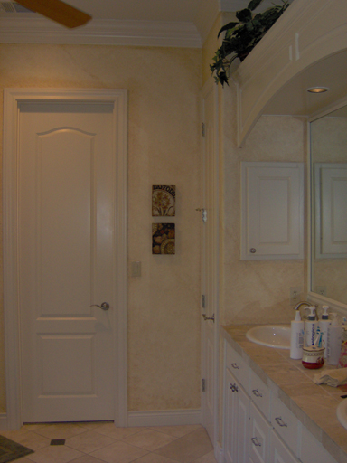 Plaster with aged faux finish in the Master Bath