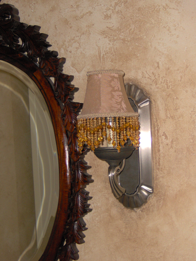 Aged plaster faux finishing in detail Powder Bath
