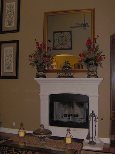 Fireplace before stenciling and color washing