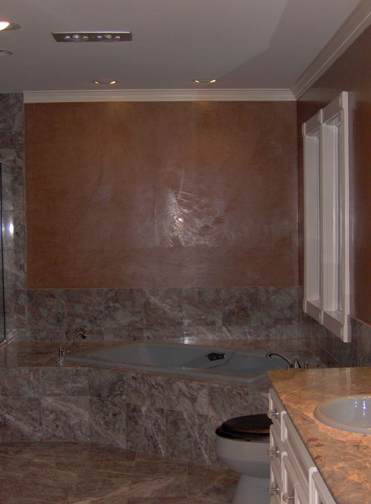 Master Bath Venetian Plaster faux finish.