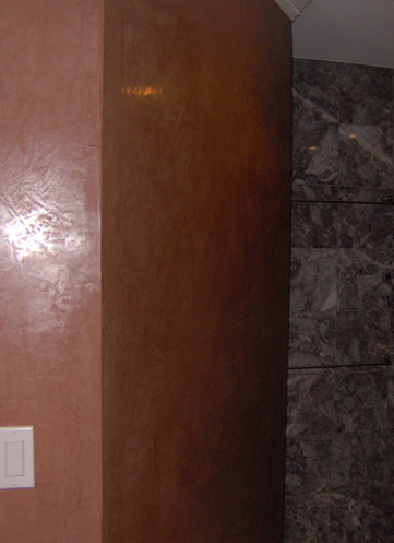 Master Bath after Venetian Plaster faux finish.